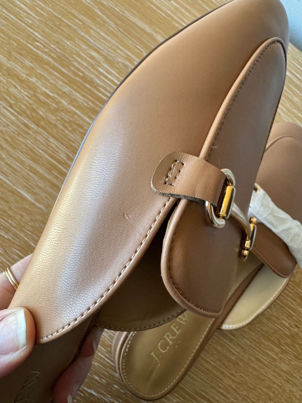 J. CREW FACTORY Women’s Horsebit Bit Loafer Mules Tan Gold Size 9.5 *NOTES* - Picture 12 of 16